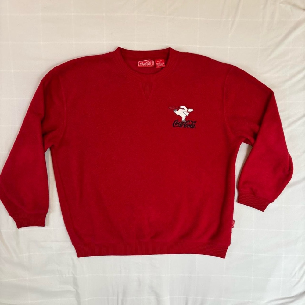Coca-Cola‎ Skating Polarbear Fleece Sweatshirt Vintage 90s Size XL - Picture 3 of 7